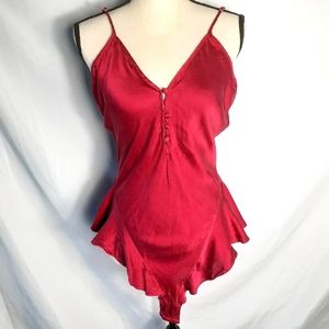 Valerie Stevens 100% silk Red bodysuit